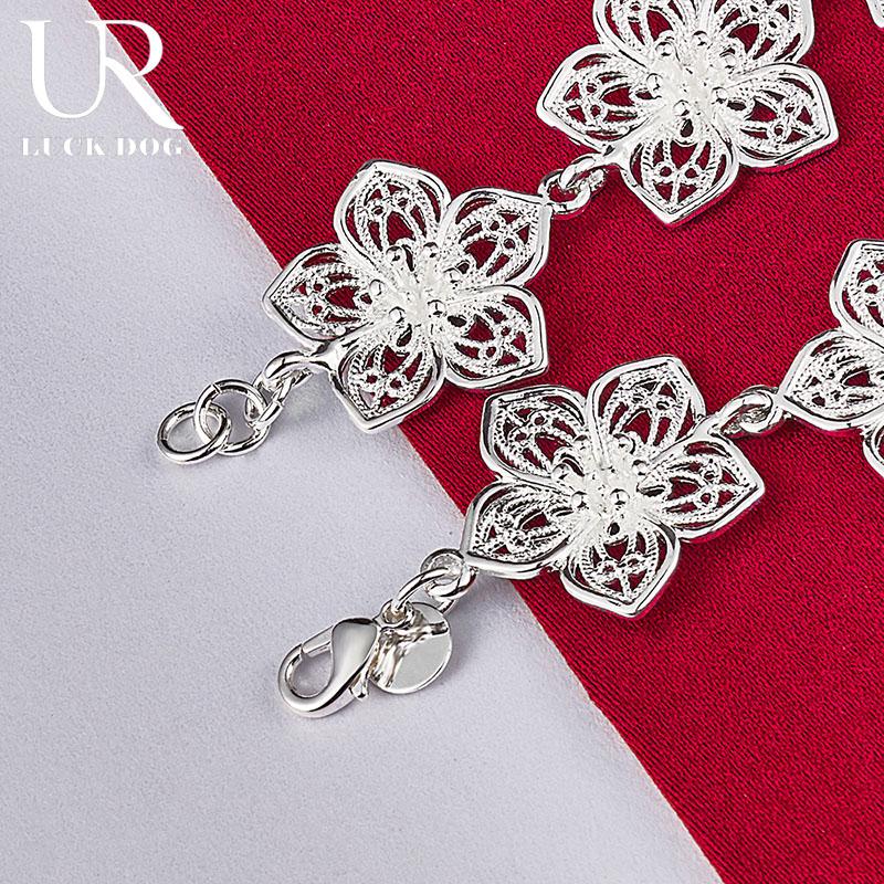 925 Sterling Silver Seven Flower Bracelet Fashion Jewelry
