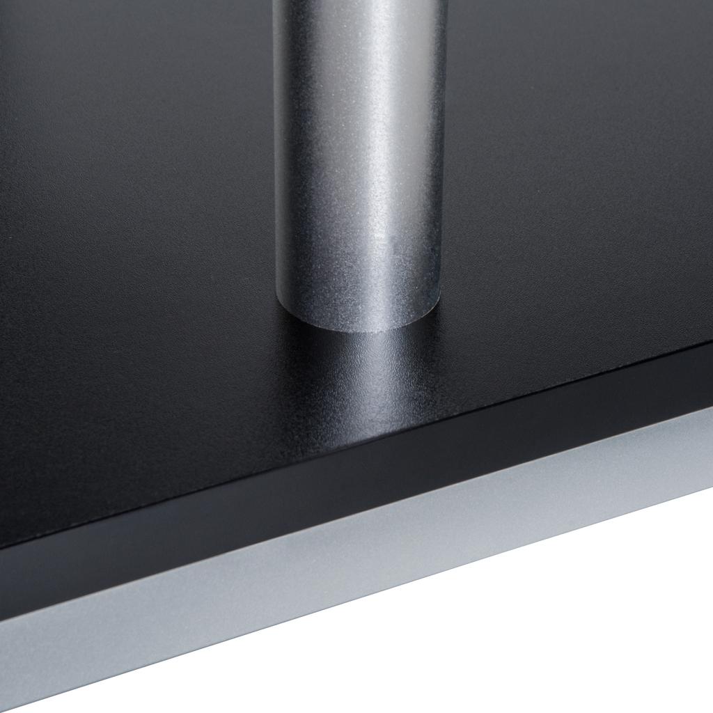 Modern TV Stand with Wooden Shelf, 114x40x40.5cm, Black