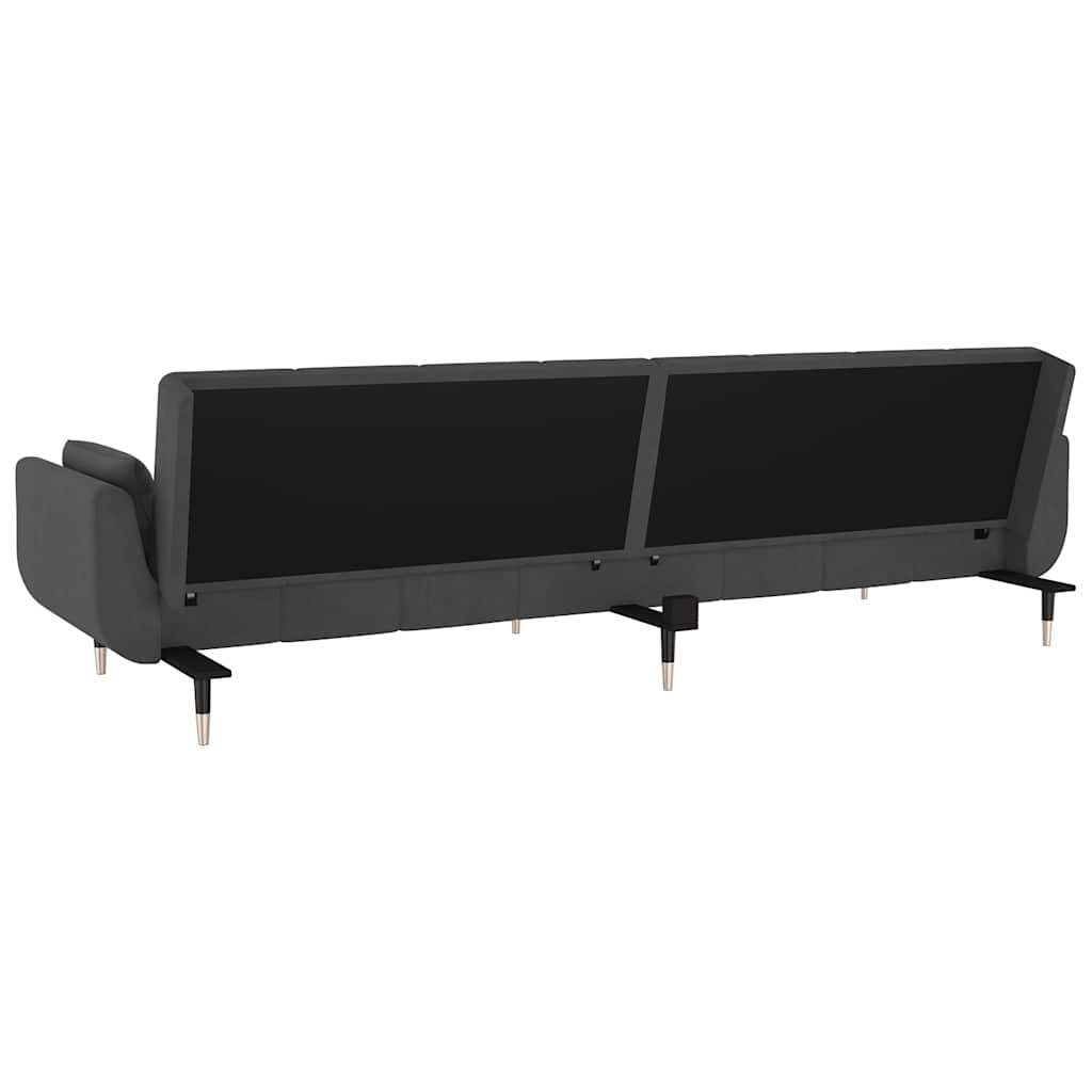 2 Seater Sleeper Sofa with 2 Cushions Dark Gray Velvet