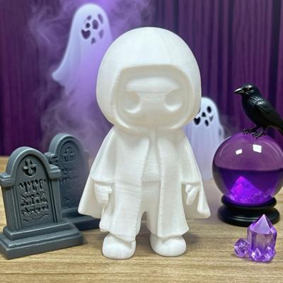 Хэллоуин Черная мантия Статуя призрака Напечатанный на 3D плащ с капюшоном Фигурка призрака Скульптура Украшение для дома, офиса, вечеринки, настольное украшение