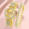 Women Butterfly Dial Quartz Watch Clock Bracelet Rhinestone Wristwatch