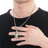 Punk Stainless Steel Square Pendant Necklace for Men Simple Stone Pattern Dog Tag Accessories Personalized Trendy Jewelry