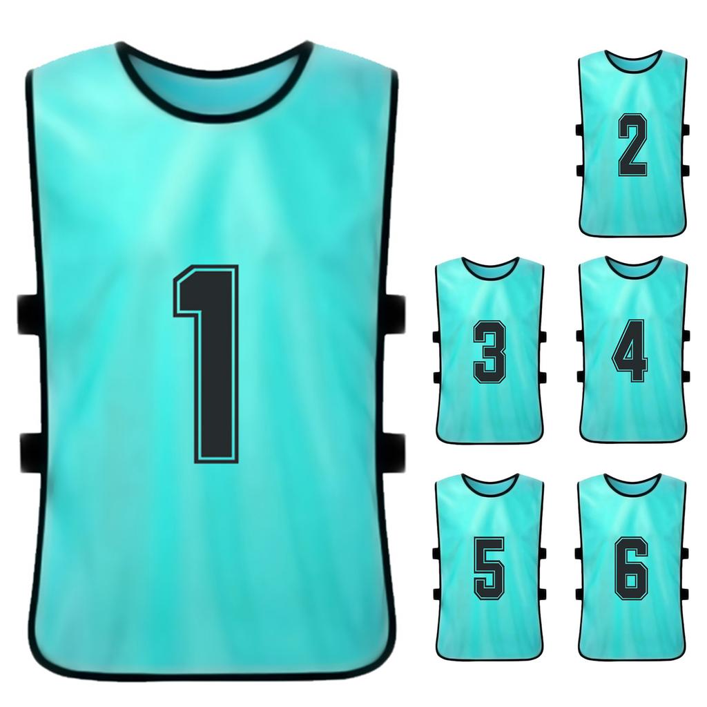 6PCS Kid S Football Pinnies Quick Drying Soccer Jerseys Youth Sports Scrimmage Basketball Team Training Numbered Bibs