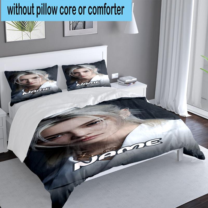 Custom Name 3PCS K-pop Idol Collage Bedding Set, Including 1pc Duvet Cover And 2pcs Pillowcases, Suitable for dorms and bedrooms Gift