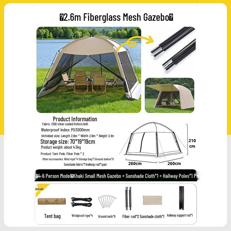 Outdoor Mosquito Net Tent: Sunshade & Rainproof Pavilion for Camping & Courtyard Protection.