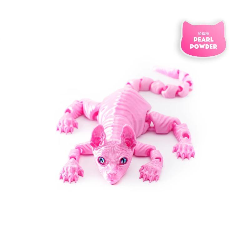 3D-печатная кошка сфинкс, игрушка-животное, реалистичная бесшерстная фигурка, подвижная кошка, игрушка-непоседа для любителя кошек, коллекционера, украшение для дома