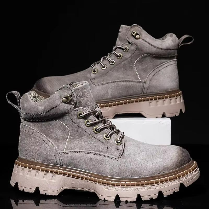 Мужские ботинки из натуральной кожи, брендовые мужские повседневные туфли, высококачественные мужские ботинки, износостойкие и нескользящие мужские походные ботинки для улицы