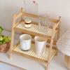 Bamboo Double Layer Rack 2-Tier Desktop Organizer High Stability Strong Load-bearing Kitchen Display Rack Cup Holder
