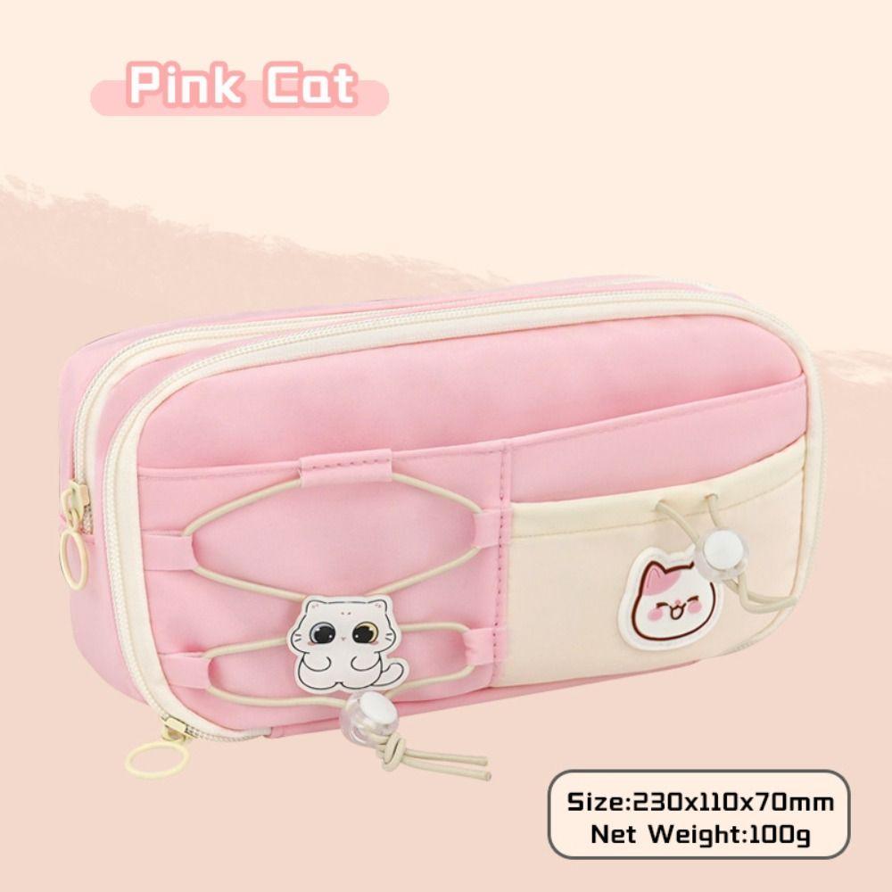 Black Cat Pen Bag Multi-layer Stationery Bag Cartoon Stationery Organizer Student Gift