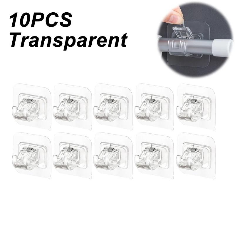 Самоклеящиеся крючки Крючок-зажим для карниза без прокола Подвесной держатель для карниза для душевой занавески Бытовой фиксированный держатель для подвесного крючка