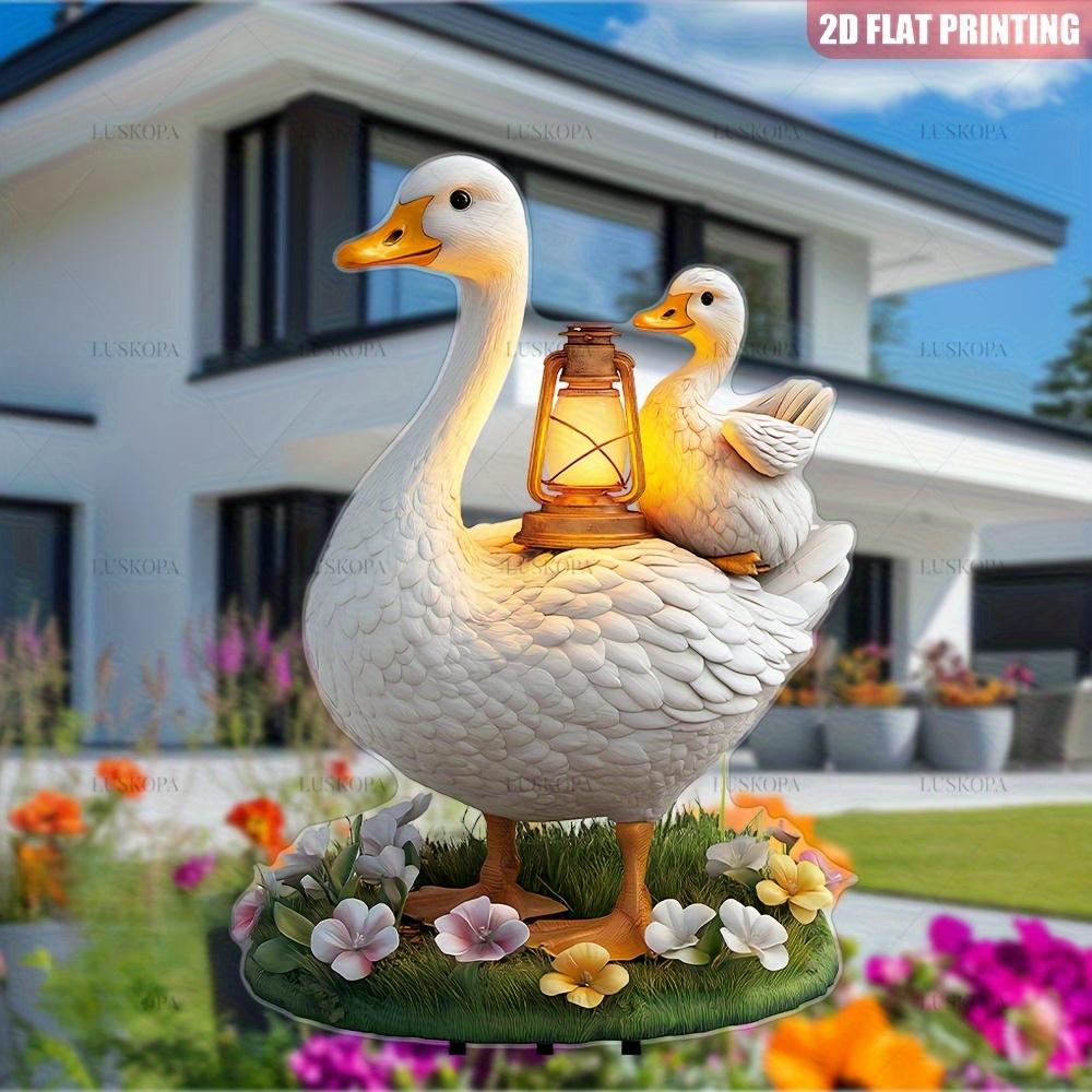 Мама-утка с милыми утятами, 2D плоский акрил, украшение, подходит для сада, горшечных растений, улицы, террасы, Рождества, Хэллоуина
