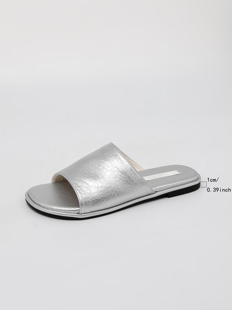 Summer New Flat-bottomed Slippers Women's Versatile One-word Open-toed Slippers Women's 2025 Light Luxury Temperament Women's Shoes