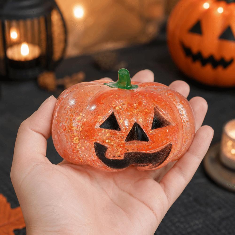Bright Colors Halloween Shiny Fidget Toy Soft Pumpkin Shaped Squishy Toy Anti-stress