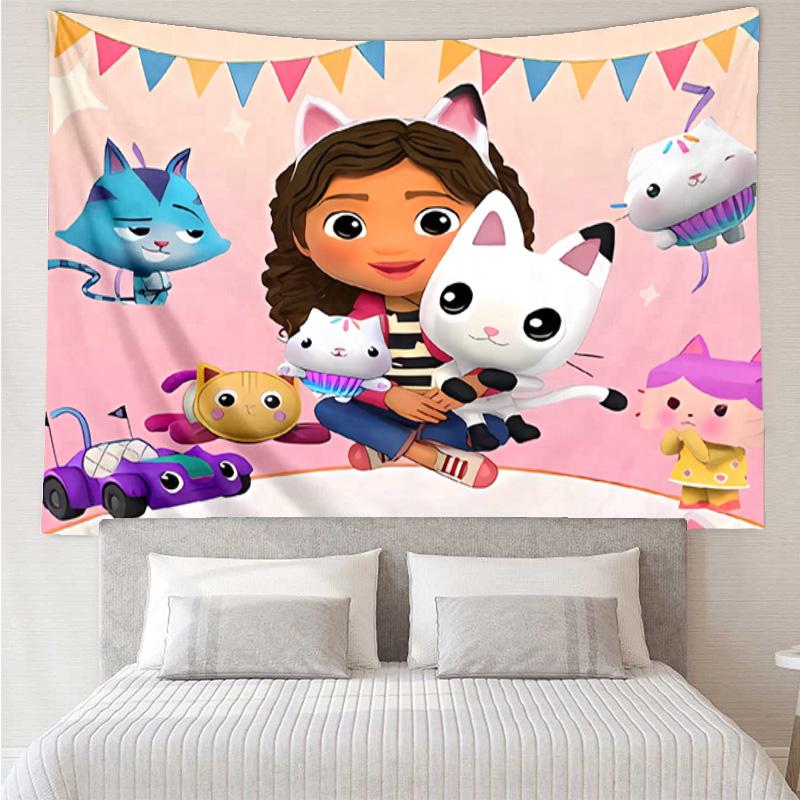 Gabby's Dollhouse2 Tapestry for Bedroom Aesthetic Classroom Tapestries Wall Hanging for Living Room Dorm Office,Ideal Creative Gift