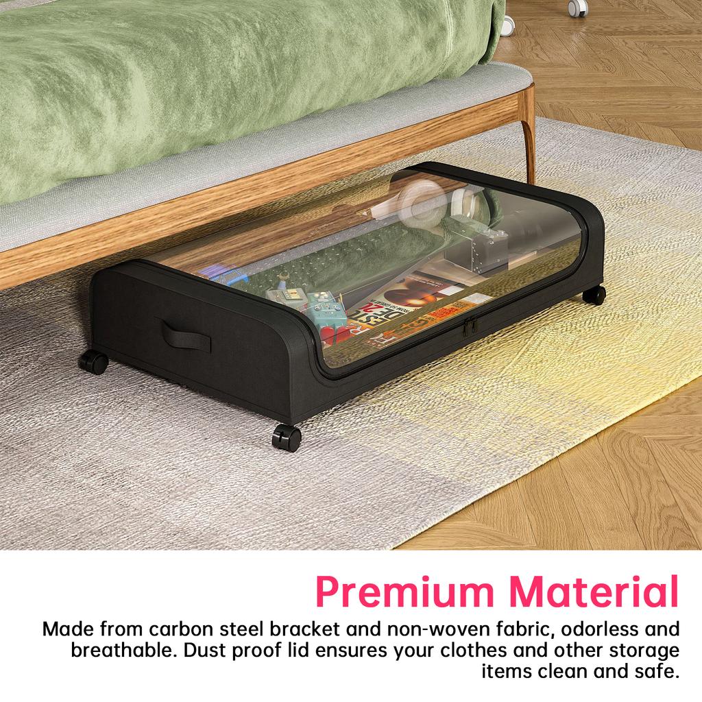 2 шт. Контейнер для хранения под кроватью с крышками и колесами, многофункциональный для хранения одежды в общежитии