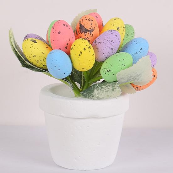 MIT Easter Egg Bonsai Artificial Potted Plant Vibrant Colorful Foam Eggs Ornament for Festive Decoration