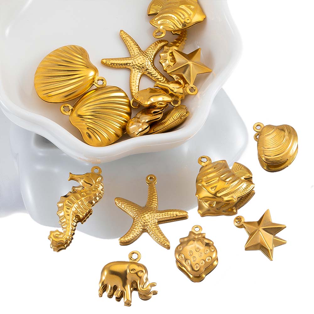 10pcs Stainless Steel Starfish Shell Charms Marine Animal Charms For Making Earrings Ocean Necklace Bracelet Jewelry Accessories