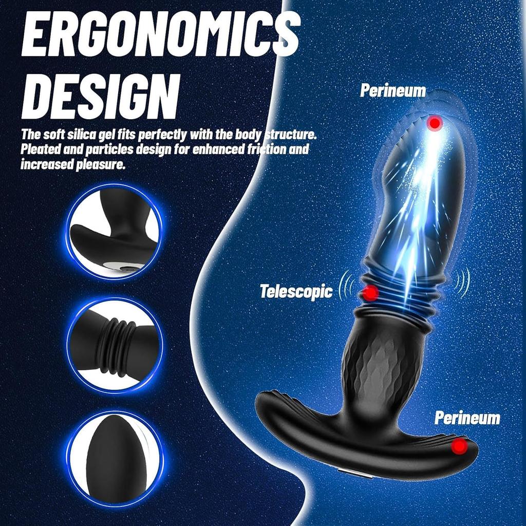 Prostate Massager Anal Vibrator Thrusting Vibrating with Cock Ring Anal Plug Male Sex Toys for Men Enema APP Remote Control