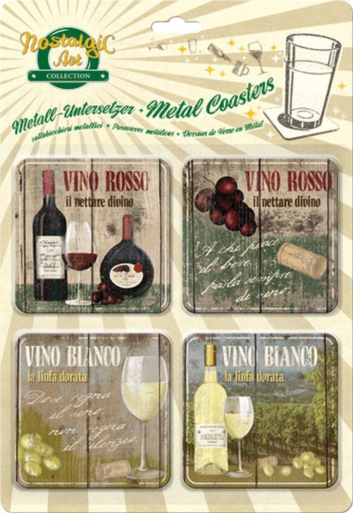 Набор из 4 жестяных подставок под красное и белое вино Vino Rosso & Bianco