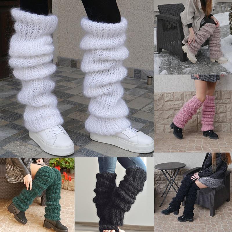 European and American Mohair Long Tube Pile Socks for Women, Fashionable and Casual Y2K Knitted Pile Socks Set