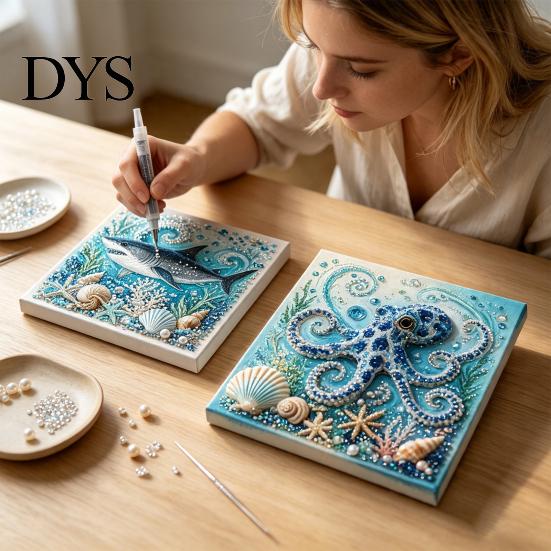 Снятие стресса DIY Проекты Морская Черепаха Осьминог 3D Жемчужная Картина Набор, Океанская Тема Алмазная Живопись Пляжный Дом Настенный Набор для Взрослых Начинающих, Бисер