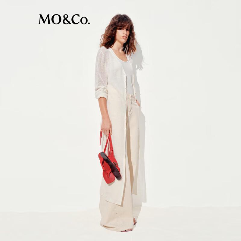 MO&Co. Women's Long V-Neck Knit Cardigan