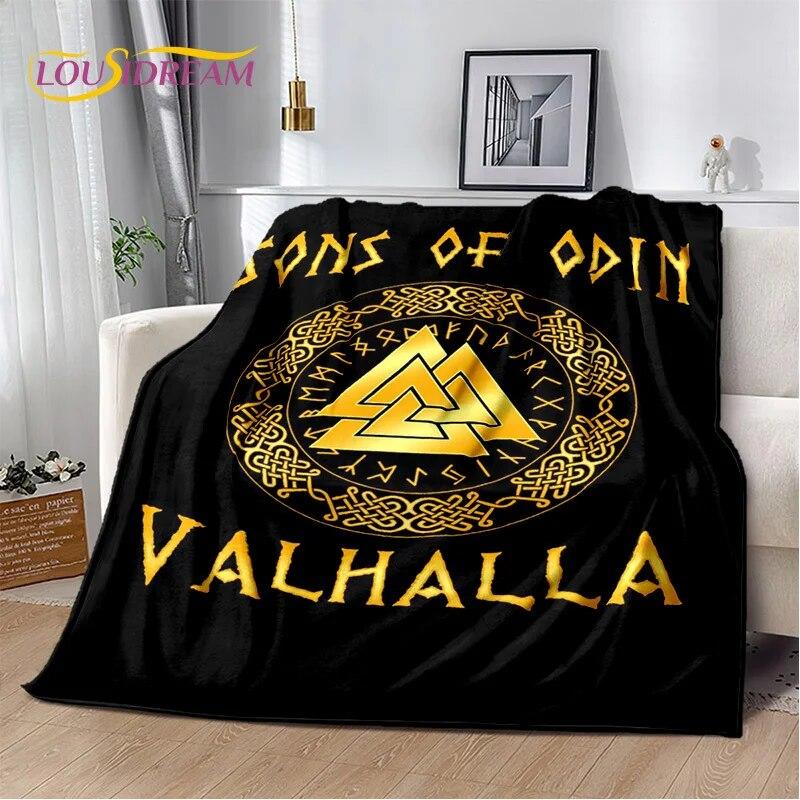 3D Viking Odin Valhalla Nordic Mythology Symbols Blanket,Soft Throw Blanket for Home Bedroom Bed Sofa Picnic Office Travel Cover