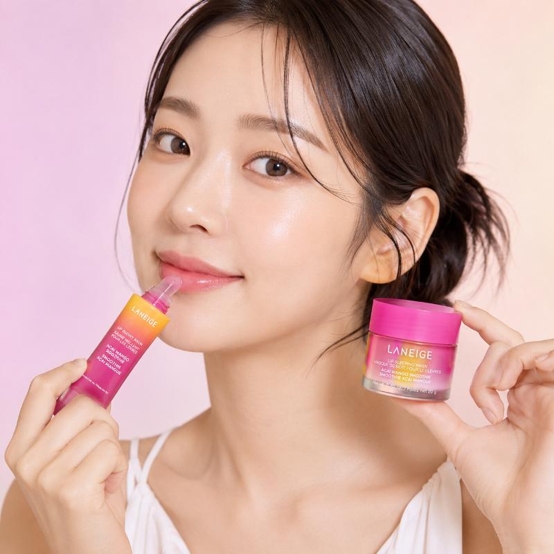 LANEIGE Ночная маска для губ «Смузи с асаи и манго» 20 г + Бальзам для губ «Глоуи» 10 г