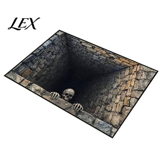 Safe Non-slip Rug 3D Halloween Entrance Rug, Spooky Skeleton Depth Pattern Floor Mat Absorbent Door for Front Bathroom Entryway Entry