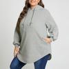 Women Casual Long Puff Sleeve Solid Color Loose Side Pockets Hoodies