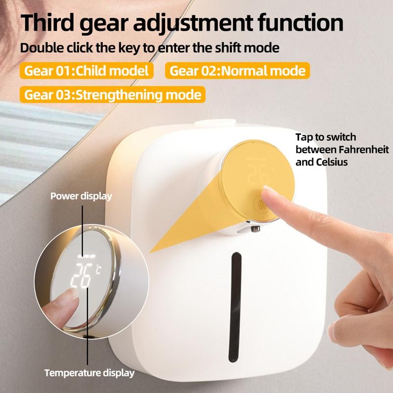 Hot Soap Dispenser Automatic Wall-mounted Rechargeable Temperature Display Liquid Foam Soap Dispensers Hand Sanitizer Machine