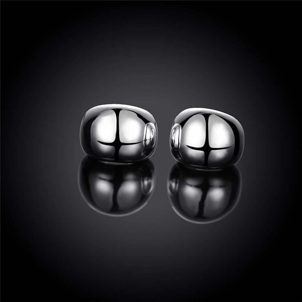 Personality Hyperbole 925 Sterling Silver Simple Smooth Egg Hoop Clip-on Earrings For Women Sterling-Silver-Jewelry Pendientes