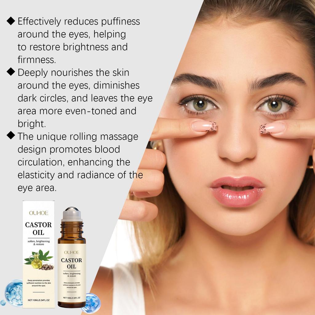 OUHOE Роликовый эфирный крем для глаз - Увлажняет и питает кожу вокруг глаз, уменьшает темные круги, осветляет и подтягивает область вокруг глаз, подходит для глаз, 10 мл