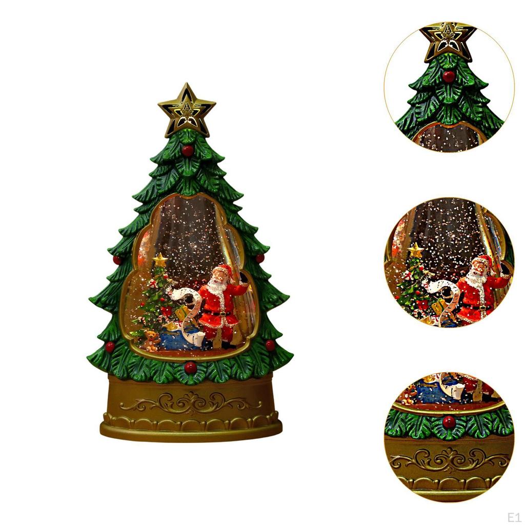 Christmas Snow Globe Lantern Decoration Glitter Music Box Light Up for Living Room Office