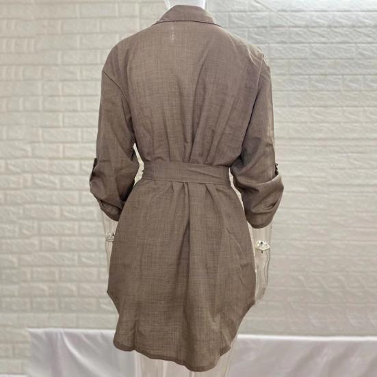 Half Sleeve Elegent Beauty Lady Dress Above Knee Loose Closure Summer Turn-down Collar Soft Button Shirt Dress Dress