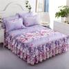 Floral Printed Bedspread Bedskirts Set 3PCS Bed Fitted Sheet With 2 Pillowcases Soft Breathable Bed Mattress Cover Protector Mat