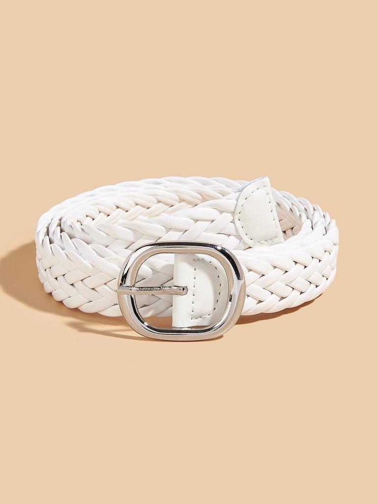 Pu Womens Black Woven Belt With Alloy Closure Design For Trendy Outfits Casual