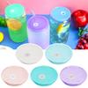 2/10 Pcs Acrylic Lids for 16 Oz Glass Cups Thickened Good Sealing with Straw Hole Easy To Clean Glass Mug Lid