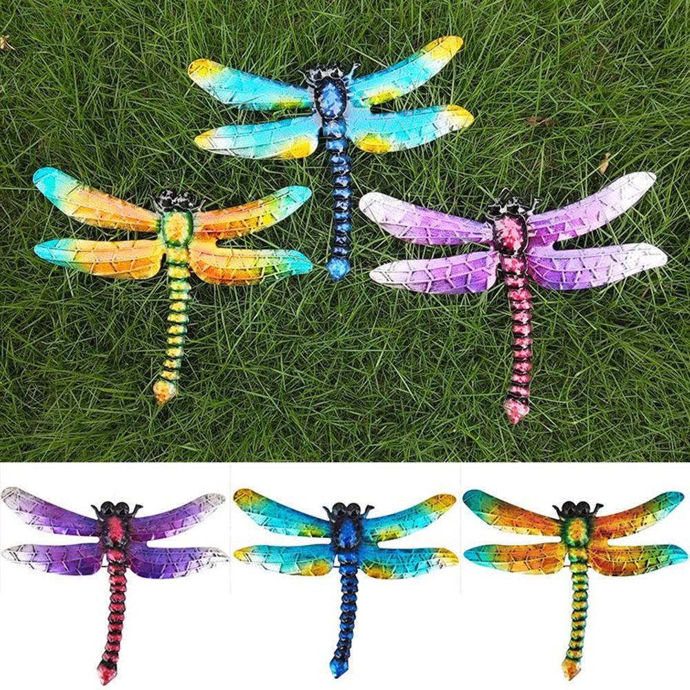 Iron Art Handmade Craft Garden Pendant Wall Hanging Sculptures Ornaments Dragonfly Decorations