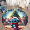 1pc Stitch Christmas Round Area Rug , Playroom Bedroom Living Room Indoor Decor Rug , Perfect for Leisure Areas , Bedside , Cloakroom , and