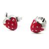 [I4205] - Silver Red 'Strawberries' Earrings (rhodium-plated) - 6x6 Mm