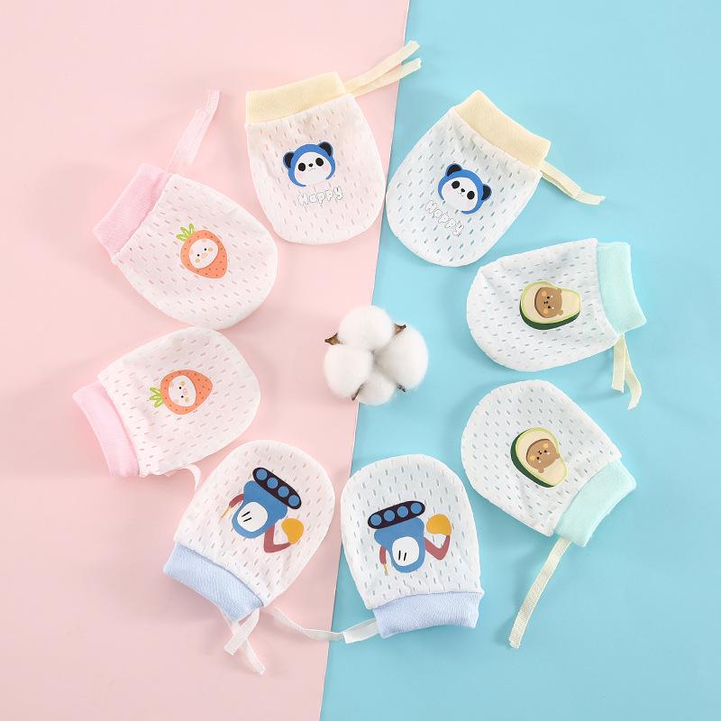 Дышащие перчатки из ледяного шелка от царапин для новорожденных, мягкий манжет, 0-6 месяцев, Защита для рук