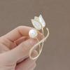 "Exquisite Tulip Pearl Brooch: Elegant Mother-of-Pearl Flower Pin for Suits and Coats"
