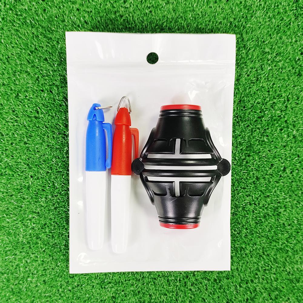 Golf Ball Line Marker, Putting Alignment Tool with 2 Pens, Portable Golf Training Aid for Accuracy Improvement