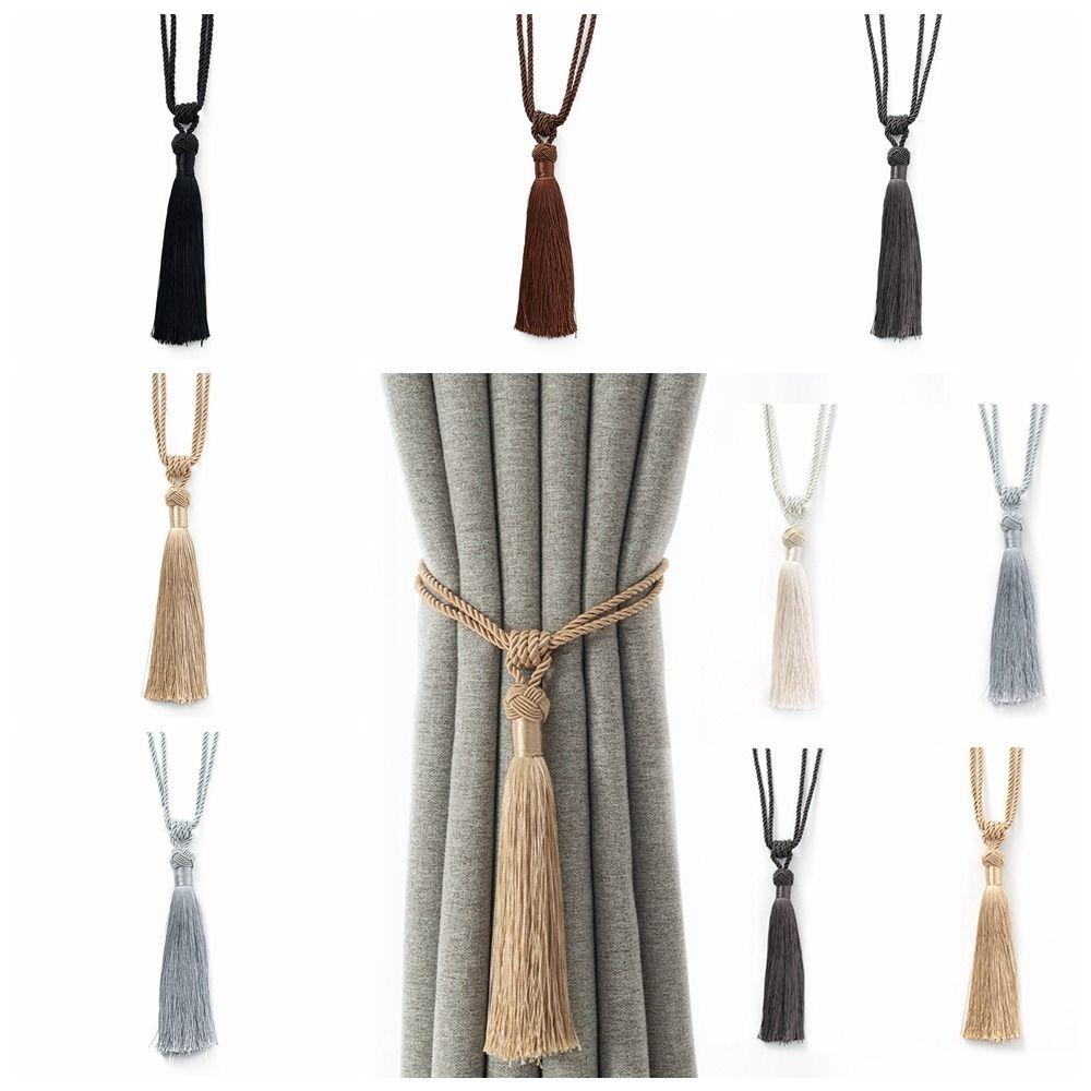 Elegant Braided Tassel Curtain Tiebacks Satin Rope Classic Curtain Hanging Ball Strap Handmade Simple Room Accessories