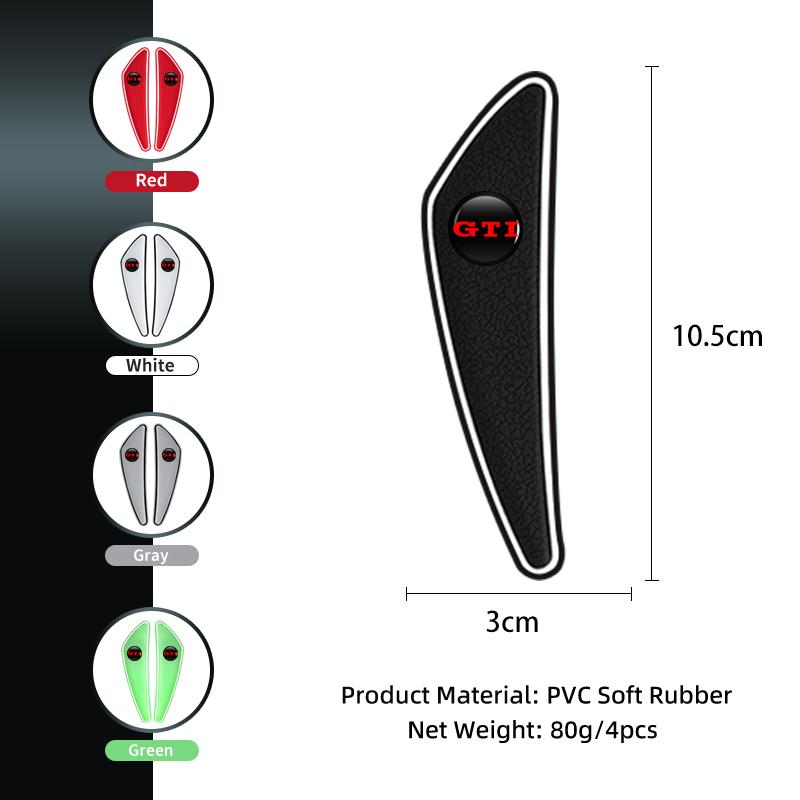 WET1 4Pcs PVC Soft Rubber Blade Shaped Auto Car Door Corner Anti-collision Sticker For Volkswagen VW Golf 4 7 GTI Tiguan Passat B5 B6
