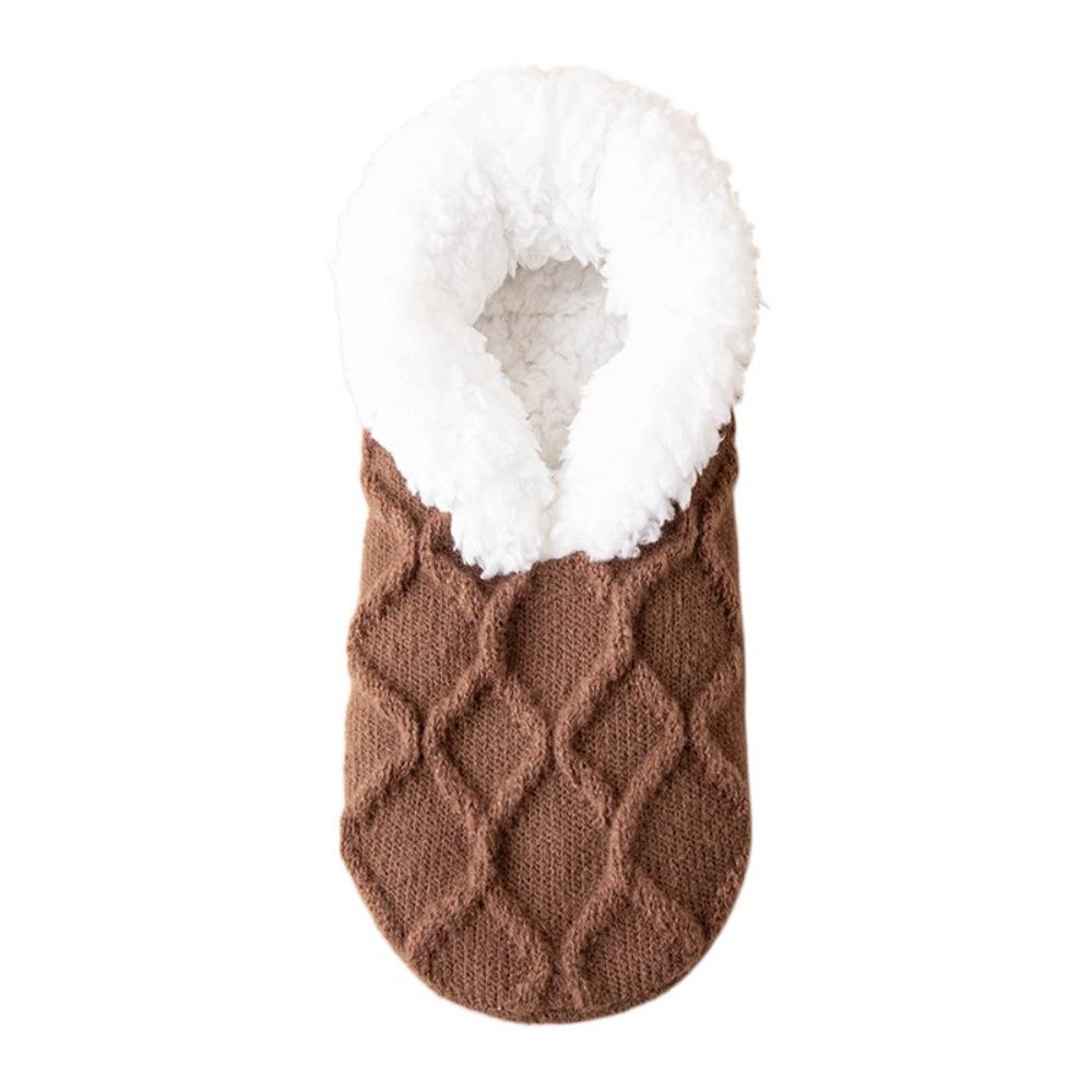 Silica Gel Thicken Velvet Socks Patchwork Sleeping Socks Cute Fleece Socks Women  Fall/Winter