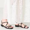 Narrow Strap Flat Sandals/Women's 52209 BLACK-M