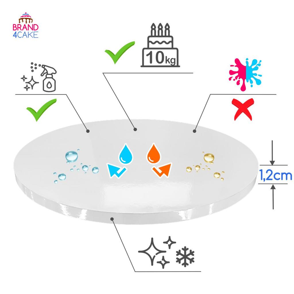 Cake board base white 34 cm 1,2 cm set 10 pcs cake drum round luxe brand4cake