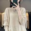 Women's Pure Cashmere Hollow-Out Crew Neck Sweater